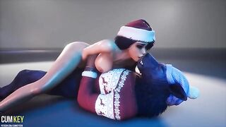 A beauty is fucking with a werewolf this Christmas