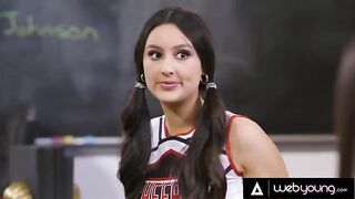 Three cheerleaders Eliza Ibarra, Kendra Spade, and Vanna Bardot getting fucked in detention