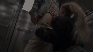 A hot teenage girl got stuck in an elevator and showed her body