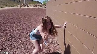 Redhead beauty gets her long legs caressed and her pussy licked in a steamy session