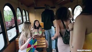 Girls are having fun without panties at a party