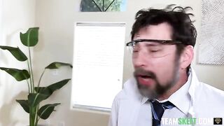 Two girls are having sex with the man in the power of authority