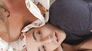 The guy gently interacts with her hole in a tender moment