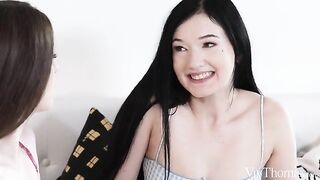 Skinny girls carefully put stick in ass, showcasing passionate anal play like never before