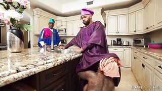 An interracial threesome with a beautiful ebony couple and a big dick