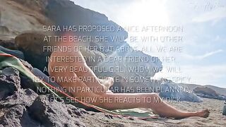 Girls almost got caught while flashing on the nude beach