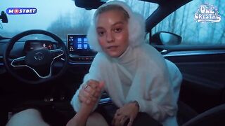 A beautiful babe got into a car with a stranger