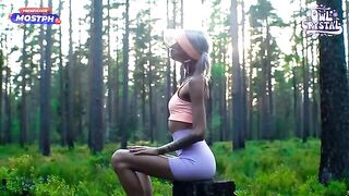 A beautiful girl was sucking her neighbor's cock in the forest