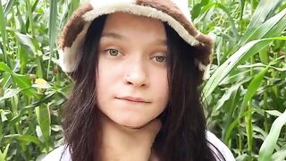 The guard caught a thief in the cornfield and fucked her orally