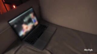 Babe got so excited watching porn, she agreed to anal