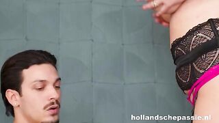 A girl saddled a young stallion and was fucked on the couch