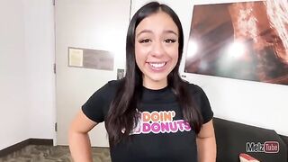 The hottest Latina with perfect natural boobs got naked and caressed her man