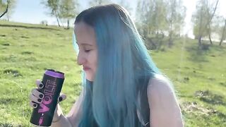 A hot girl has sex with her classmate right in the woods