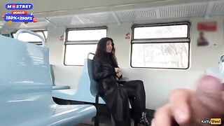 A risky blowjob in the train with a complete stranger