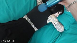 A girl is using a vibrator and her stepbrother gets aroused watching