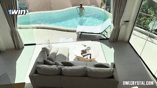 A girl is having fun with herself on her vacation