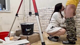 A guest worker repaired the house and fucked the beautiful hostess