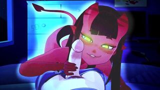 The guy is fucking with a hot witch in an animated scene