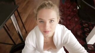 Stepbrother cum on tits of sexy step sister, who doesn't mind it