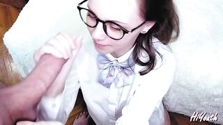 A cute Russian girl got a huge cumshot on her face - hiYouth