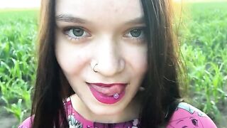 A hot chick is fucking with her stepbrother in the cornfield in this steamy scene