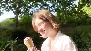Don't lick the ice cream, my cock is for sucking!