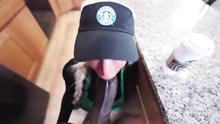 The girl is a barista, and she sometimes gets fucked hard by her clients