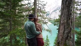 A couple makes love in the forest, captured authentically