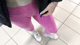 Don't turn around, just moan louder: a risky quickie in the bathroom for a hot Italian teen