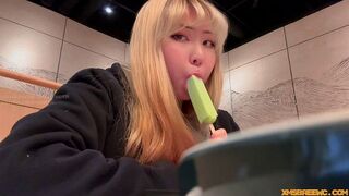 You're licking the cream, but it could be my dick