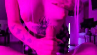 I strangled the girl and pushed my cock into her throat in the next room