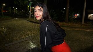 The girl walked back with a hard dick in her ass