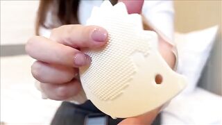 A Japanese woman has a huge squirt solo, showcasing her skills in nipple play and masturbation