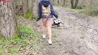 A girl moaned with pleasure in the forest, risking much
