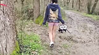A girl moaned with pleasure in the forest, risking much