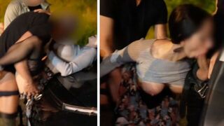 A couple tries daring sex in the car and more