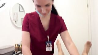 A hot nurse smooths her client's intimate area before giving a blowjob