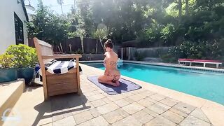 It's quiet by the pool, with only moans and splashes of oiled babes