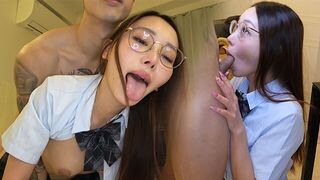 An Asian schoolgirl reached an intense orgasm during a hardcore session