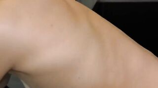 A beautiful blondie with blue eyes chokes and has sex in the kitchen
