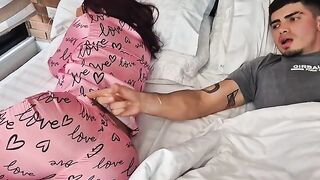The girl caresses herself, her boyfriend does not trust her with anyone
