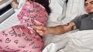 The girl caresses herself, her boyfriend does not trust her with anyone