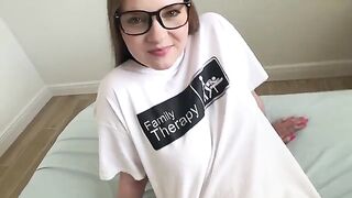 A girl is handling something intense at home