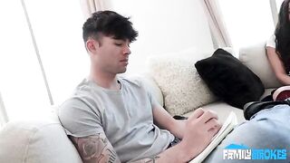 Girl made a mess of herself while sucking cock