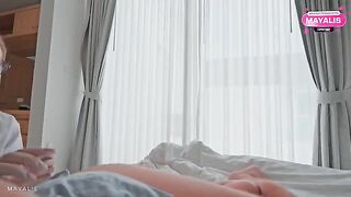 The girl was distracted from blowjob, so the guy fucked her roughly