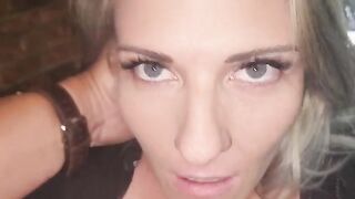 A blonde beauty bounces on the dick, trying to achieve a wet orgasm