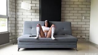 The cute girl skillfully rides a cock like a professional rider