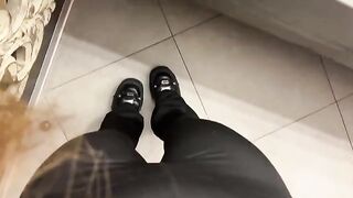 A girl was masturbating in the restaurant, showcasing her skills in a daring spot