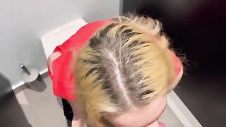 A hot Russian girl gets fucked hard in a public restroom for money