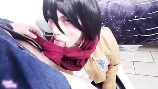 A couple engaged in a role play, inspired by Attack on Titan, passionate and raw